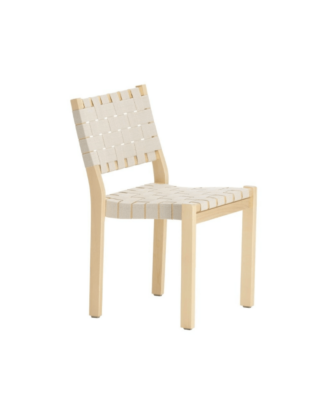Artek tuoli 611 koivu, luonnonvärinen/valkoinen satulavyö