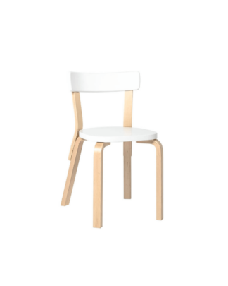 Artek tuoli 69 valkoinen istuin ja selkänoja