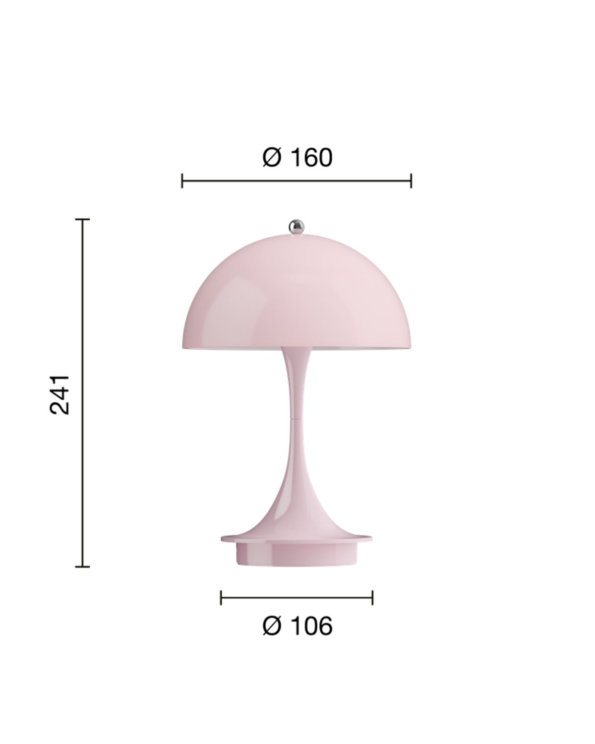 Panthella 160 Portable V3 ladattava pöytävalaisin, opaali vaaleanpunainen - Image 3