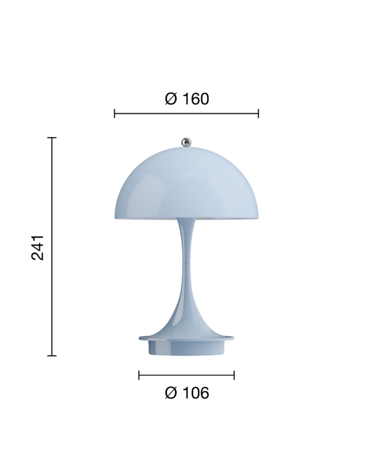 Panthella 160 Portable V3 ladattava pöytävalaisin, opaali vaaleansininen - Image 3