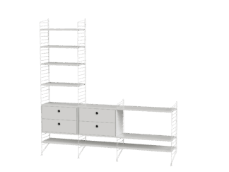 String Furniture Living Room J hyllyjärjestelmä, valkoinen