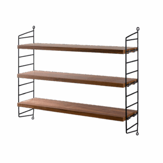 String Furniture Pocket hylly, pähkinäpuu, musta