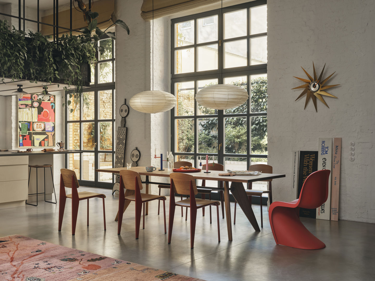 Vitra Standard tuolit 4 kpl, pähkinä, punainen - Image 3