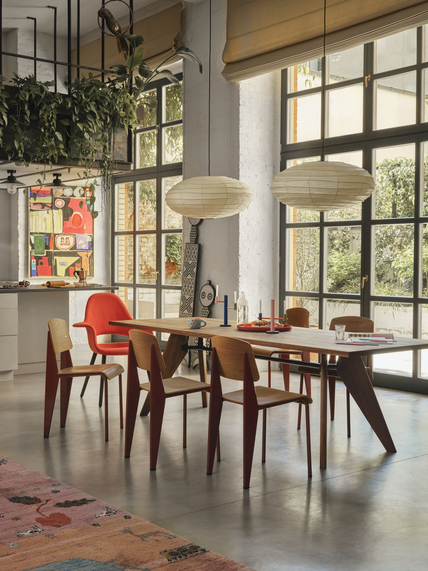 Vitra Standard tuolit 4 kpl, pähkinä, punainen - Image 2